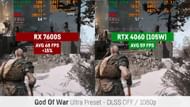 Nvidia RTX 4060 vs AMD RX 7600S in God of War (Image via Hubwood/YouTube)